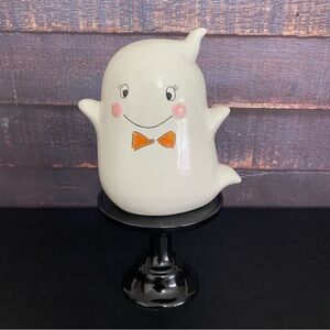 Charming Ghost Figurine with Orange Bow Tie